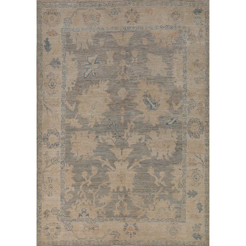 Vegetable Dye Gray Oushak Turkish Rug 5x7