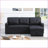 Sectional Sofa with Pull-Out Twin Sleeper &amp; Storage Chaise | Charcoal Gray Faux Leather