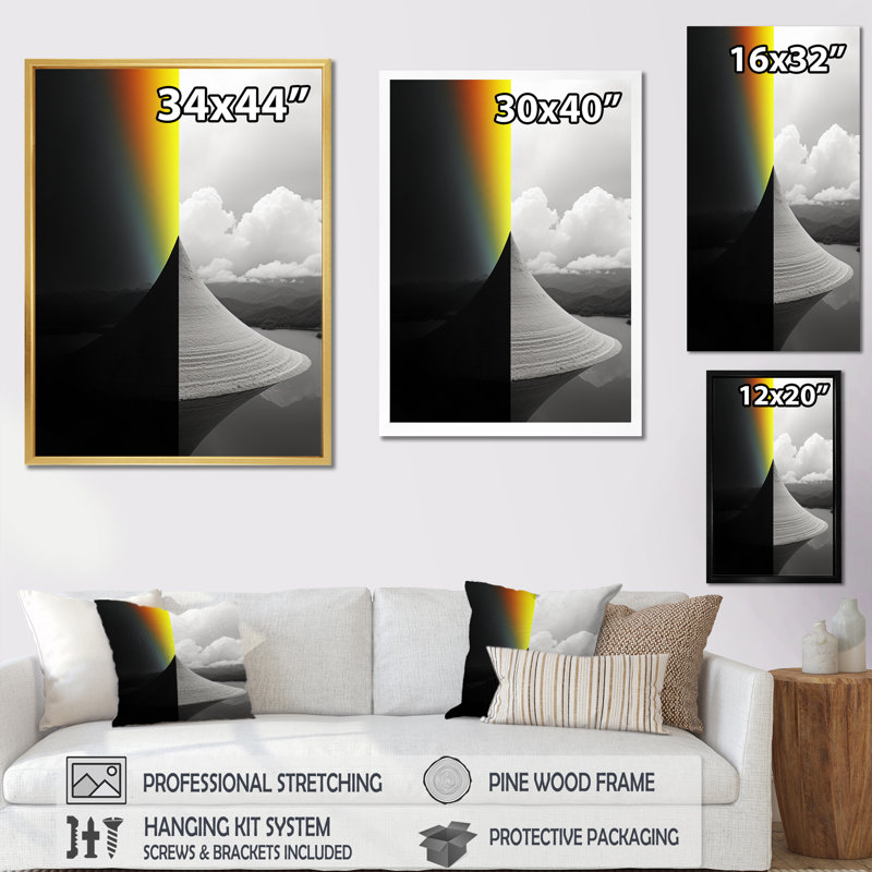 «Rainbow Colorful Monotone Landscape II», reproduction sur toile, Cadre photo noir, H 20 po x l 12 po x P 1 po