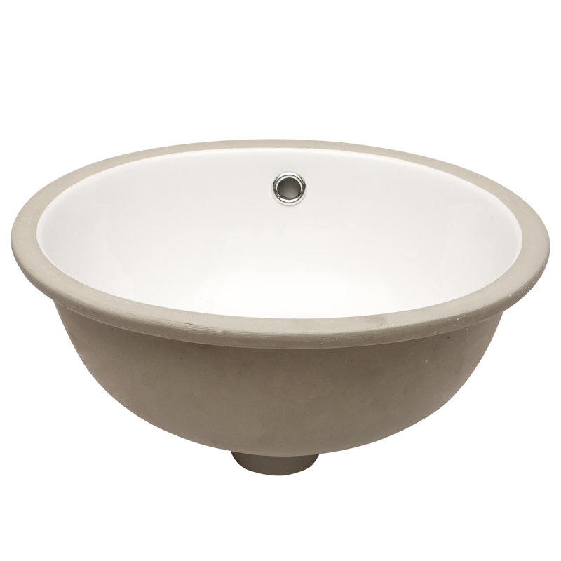 Oval White Undermount Ceramic Bathroom Sink 16.5"X13.4", Low Absorbency, Smooth Finish, With - Spill Overflow Polished And Stain , For Restaurant Bathrooms