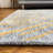 Alfa Rich Roemer Geometric Gray & Gold Washable Woven Cotton Area Rugs for Living Room Bedroom Kitchen-1326012437