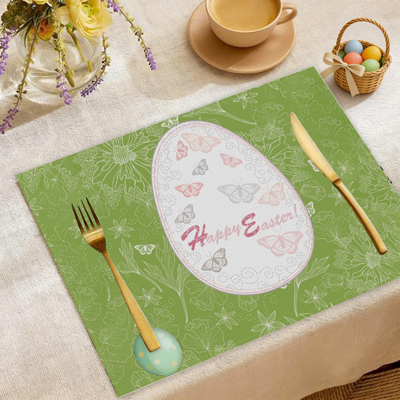 Napperon vert de Pâques 12 x 18 po pour table de printemps, MulticolorC