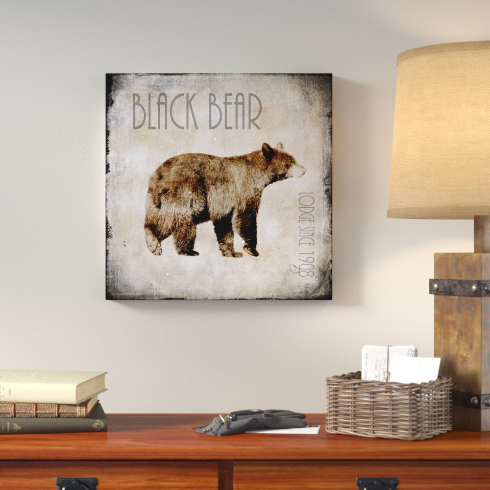 'Moose Lodge 2 - Black Bear' Graphic Art Print on Wrapped Canvas Loon Peak® 