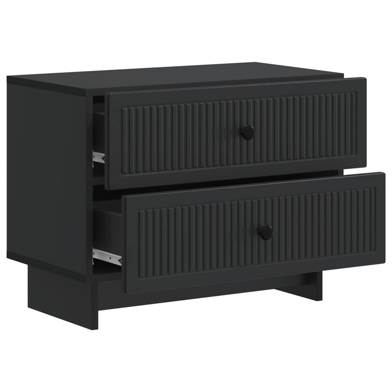 62cm W Manufactured Wood Bedside Table, Black