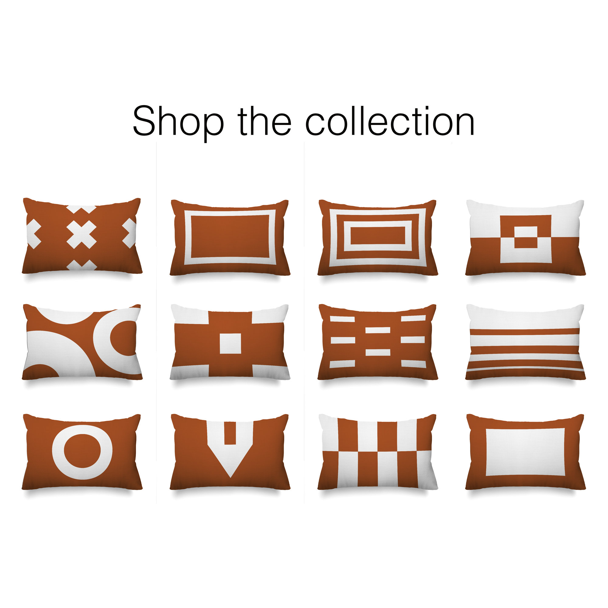 Luella Geometric Indoor/Outdoor Lumbar Throw Pillow, Burnt Orange