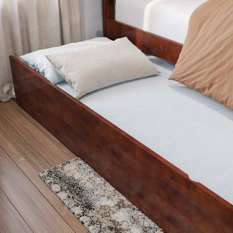 Lit gigogne escamotable en bois massif Rasnick, Noyer, Simple