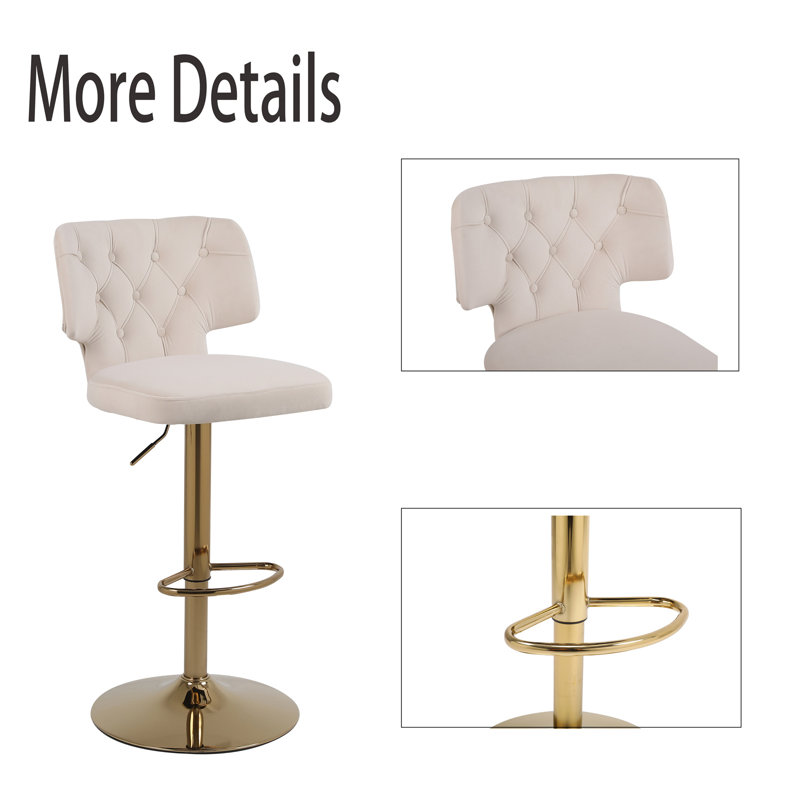 Tabouret à hauteur réglable Jeimmy, Beige