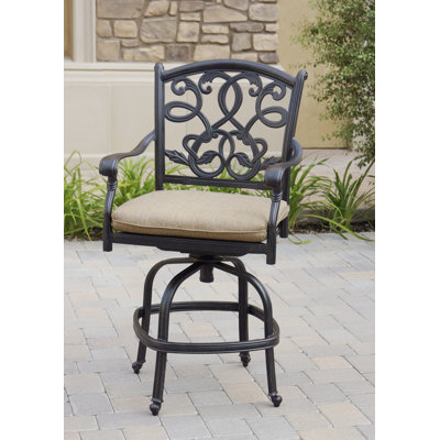 Calhoun Metal Outdoor Stool with Cushion