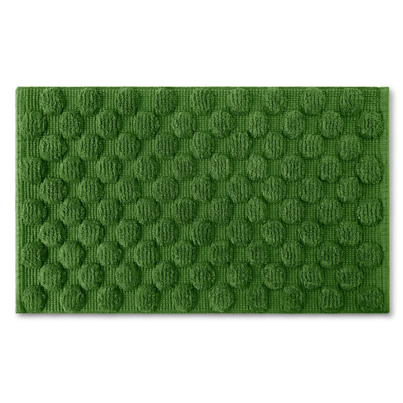 kate spade new york Dotted Woven Bath Rug, 21 in x 34 in, 100% Cotton Quick Dry French Navy Bath Mat, 34" L x 21" W, Green