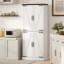 Armoire de cuisine 72 po de hauteur, armoire de rangement de style campagnard avec 8 étagères de porte et 8 tablettes réglables, blanc