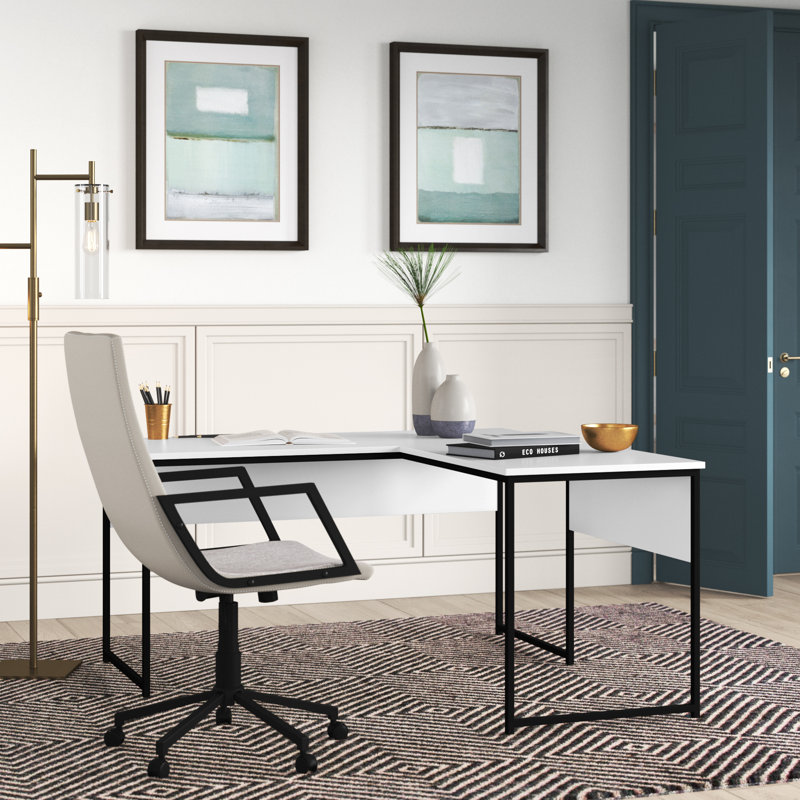 Nafni L-Shaped Writing Desk, White