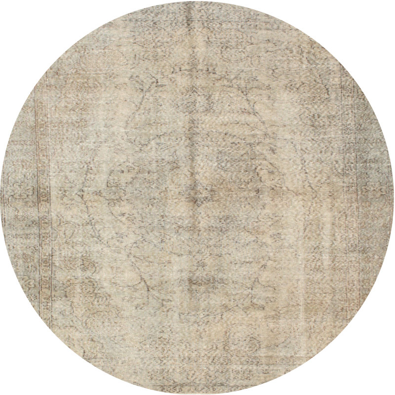 Tapis gris clair/brun contemporain, Rond 8 pi