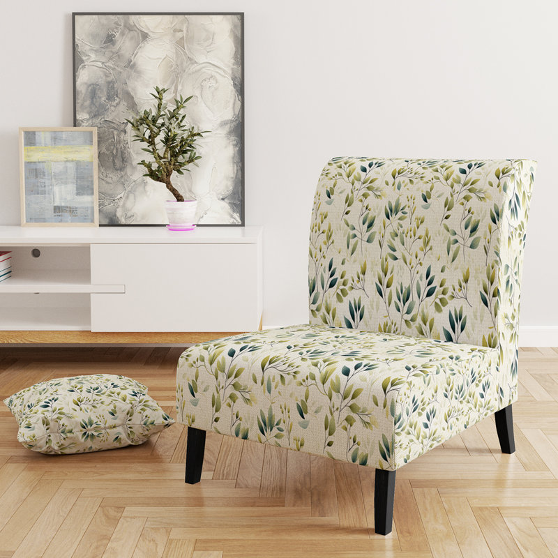 Fauteuil de chambre minimaliste à motif de fougères vertes minimalistes