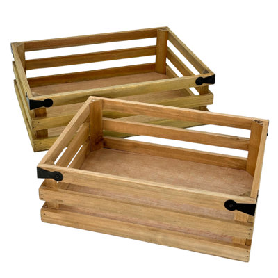2pcs Rustic Small Wooden Crates, Farmhouse Style Decor, Decorative Display Trays For Home Décor