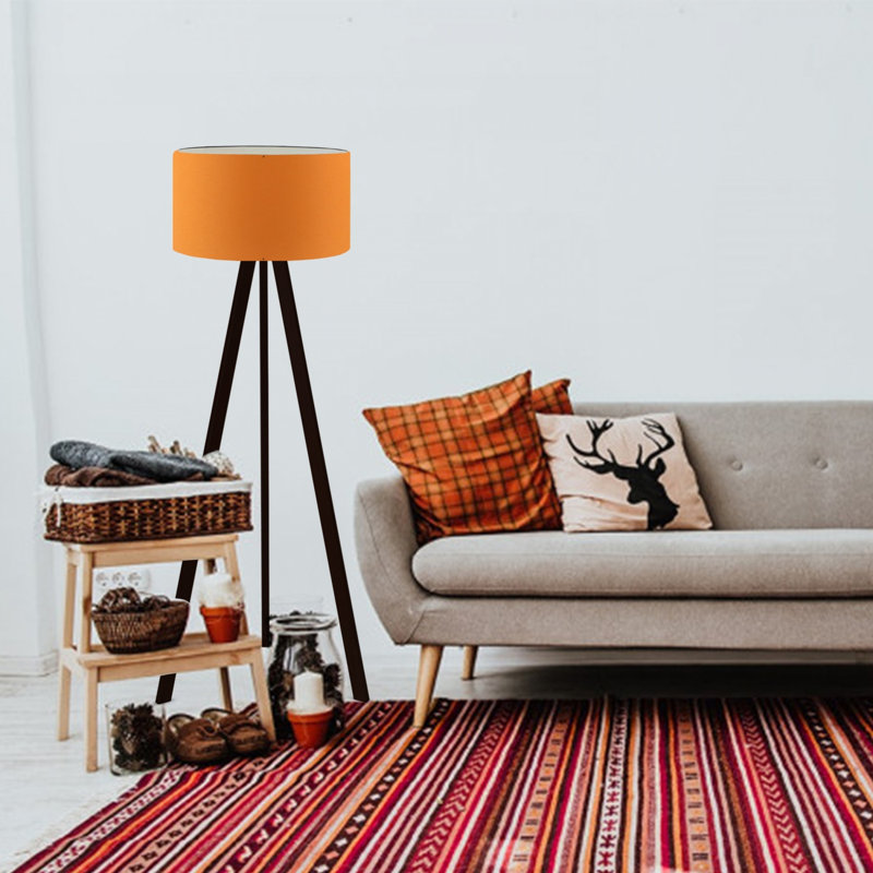 Modern Floor Lamp with Orange Shade, 55.1 in Tall | 100% PVC & MDF Legs | E27 Socket Max 40W | Scandinavian & Country Style | Perfect for Living Room & Bedroom | Unique Novelty Design, Sleek & Stylish