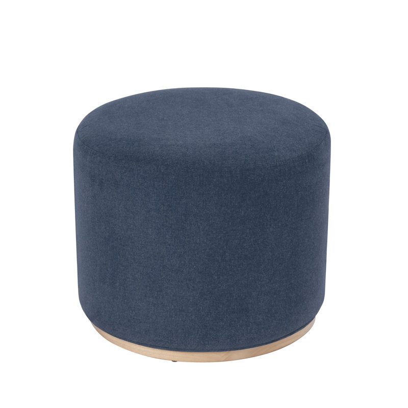 Repose-pieds Cloud avec base en bois - Boucle crème avec fils gris, Blue Velvet