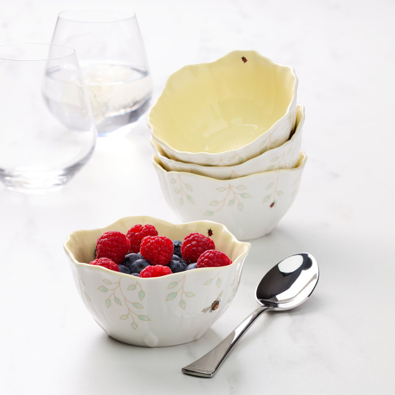 Lenox Butterfly Meadow Floral Set Of 4 Dessert Bowls - Yellow