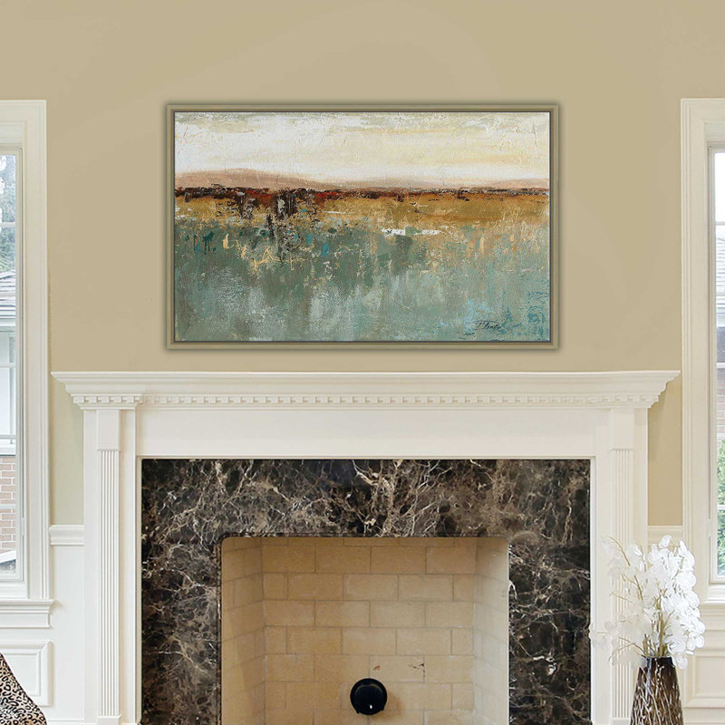 Antique Contemporary I by - Peinture, H 21,5 po x l 33,5 po x P 2 po, Cadre flottant champagne