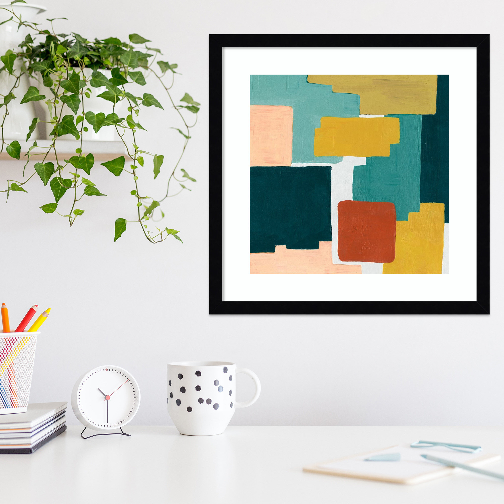 Block Abstract II by Grace Popp, Noir Black Framed Paper, 25.38" H x 25.38" W x 0.88" D