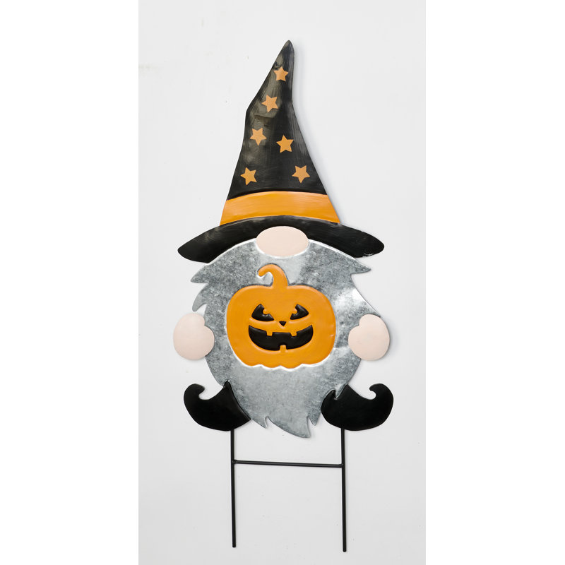 Piquet de jardin d'Halloween citrouille gnome