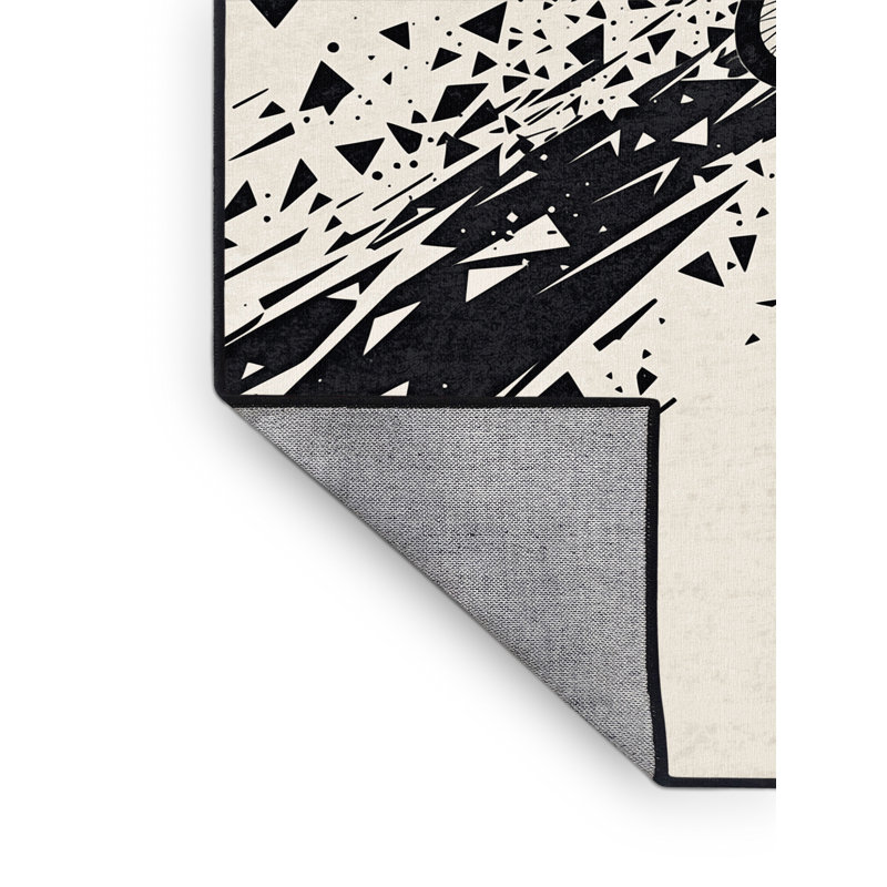 Tapis géométrique beige lavable à la machine Hubbard Bmx Trick Jump, 6 X 9