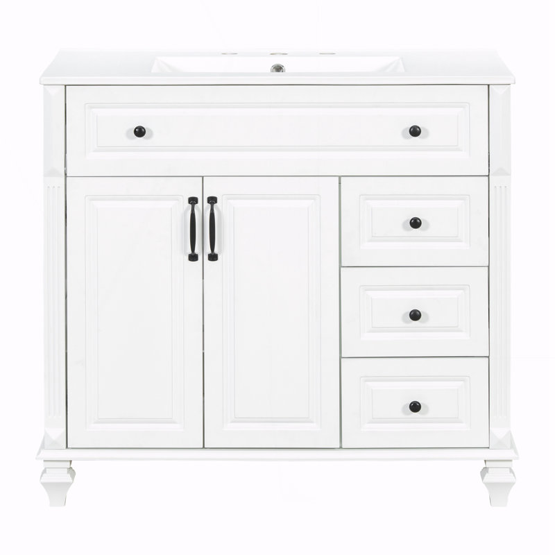 Meuble-lavabo 36 po avec lavabo, Noir, Blanc