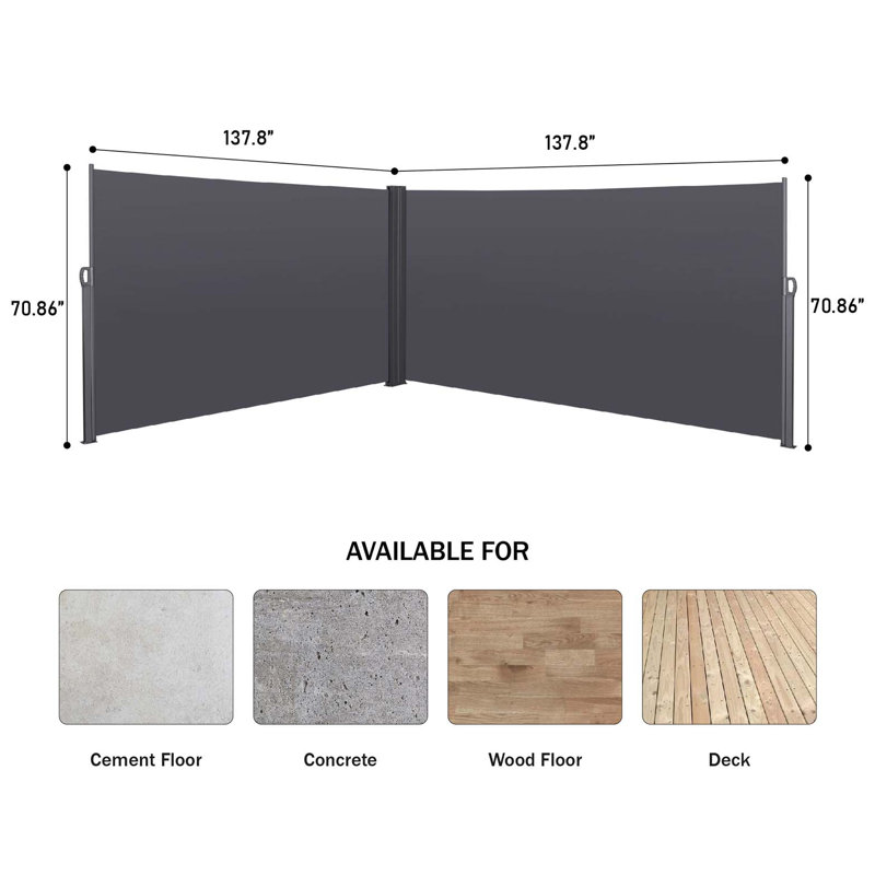 Auvent rétractable pour écran latéral, résistant aux rayons UV, imperméable et protecteur pour patio, jardin, balcon et cour
