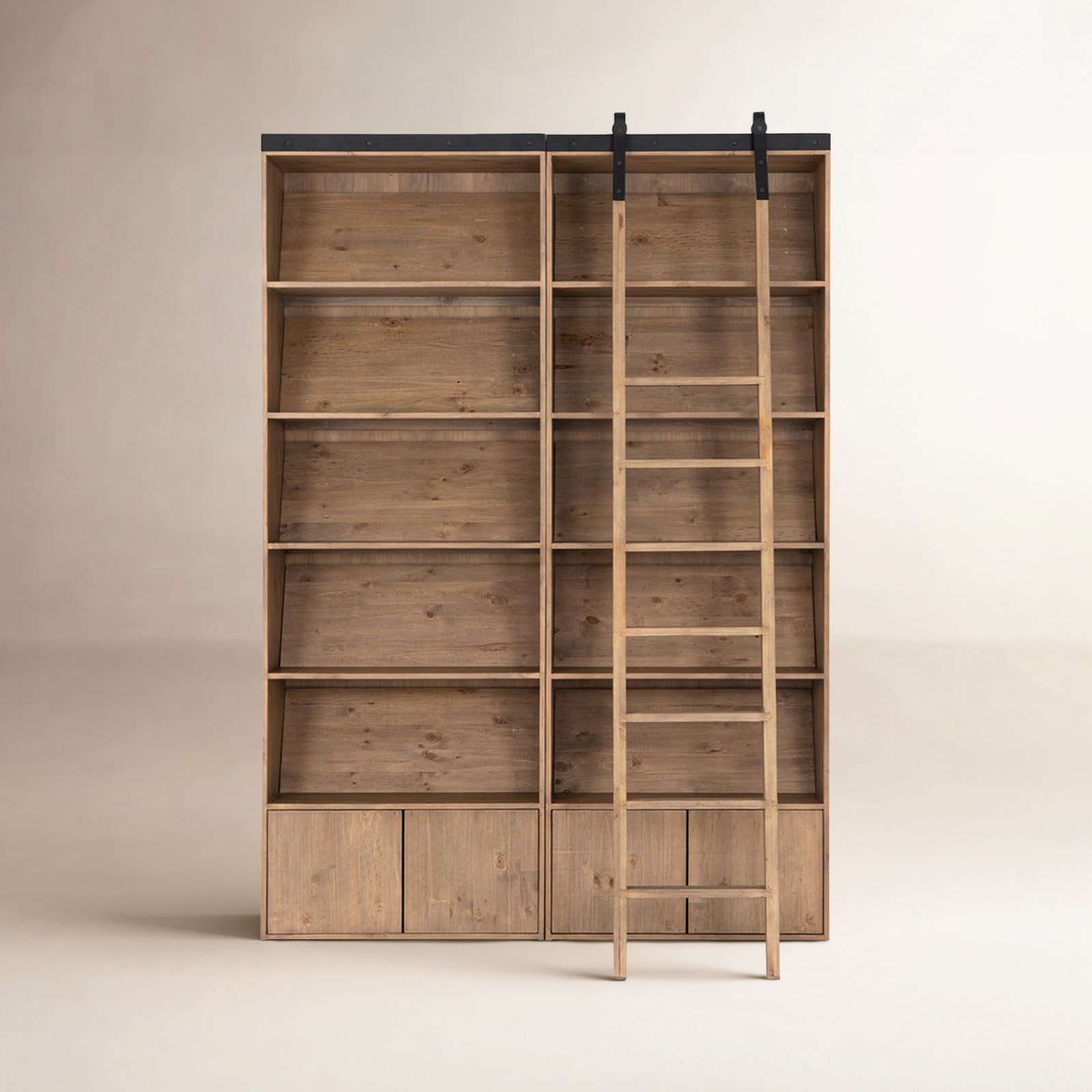 Avely 98" H x 71" W Bookshelf, Smoked Pine