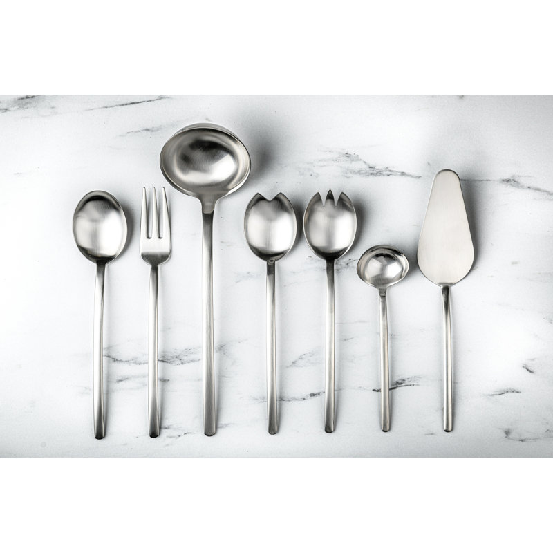 Ensemble de service 3 pièces (cuillère fourchette et louche), L 11,75 po x l 3,7 po, Argenté glacé