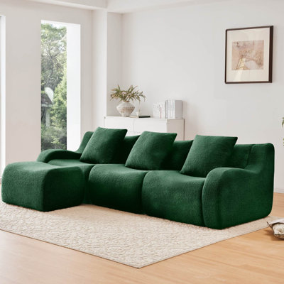 Canapé modulaire en tissu avec repose-pieds Teddy, sans assemblage