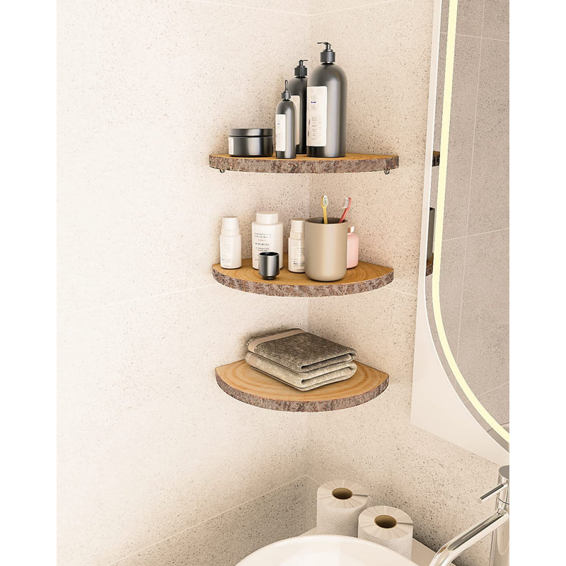 Rustic Wood Corner Shelf 3pcs