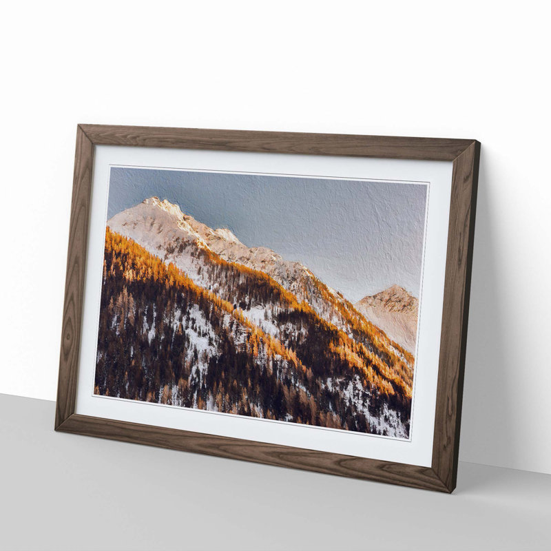 Winter in the Mountains - Picture Frame Painting Print, Walnut Framed, 27cm H x 36cm W x 2cm D