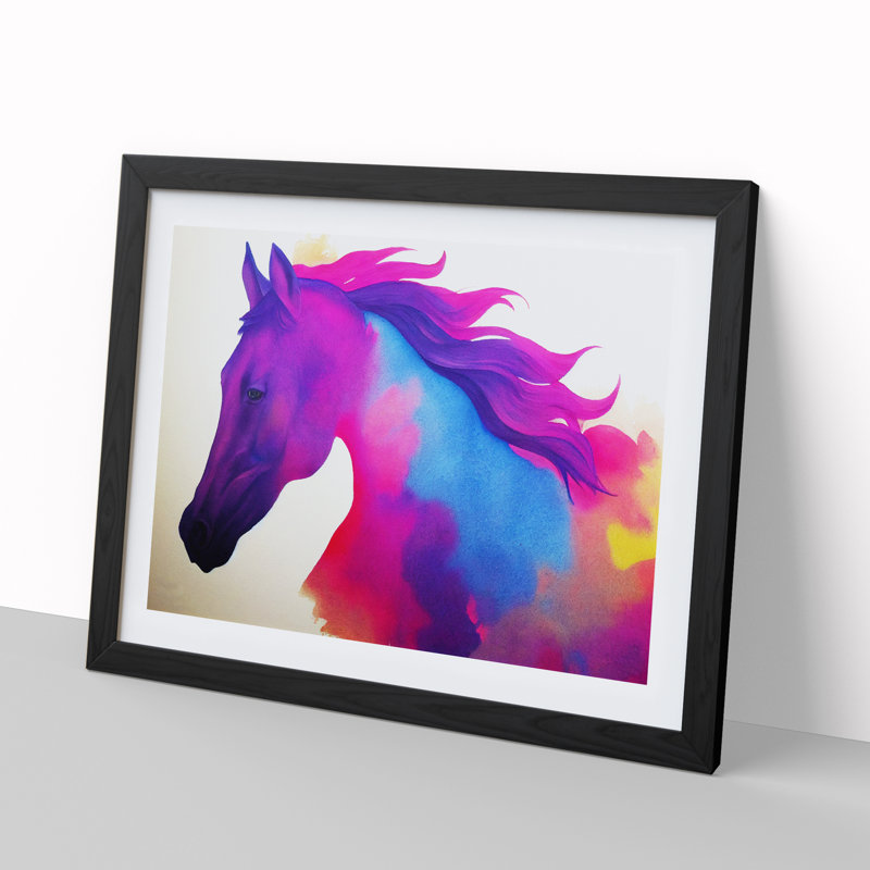 Vibrant Horse Vol.2 Abstract - Framed Print, Black, 46cm H x 64cm W x 2cm D