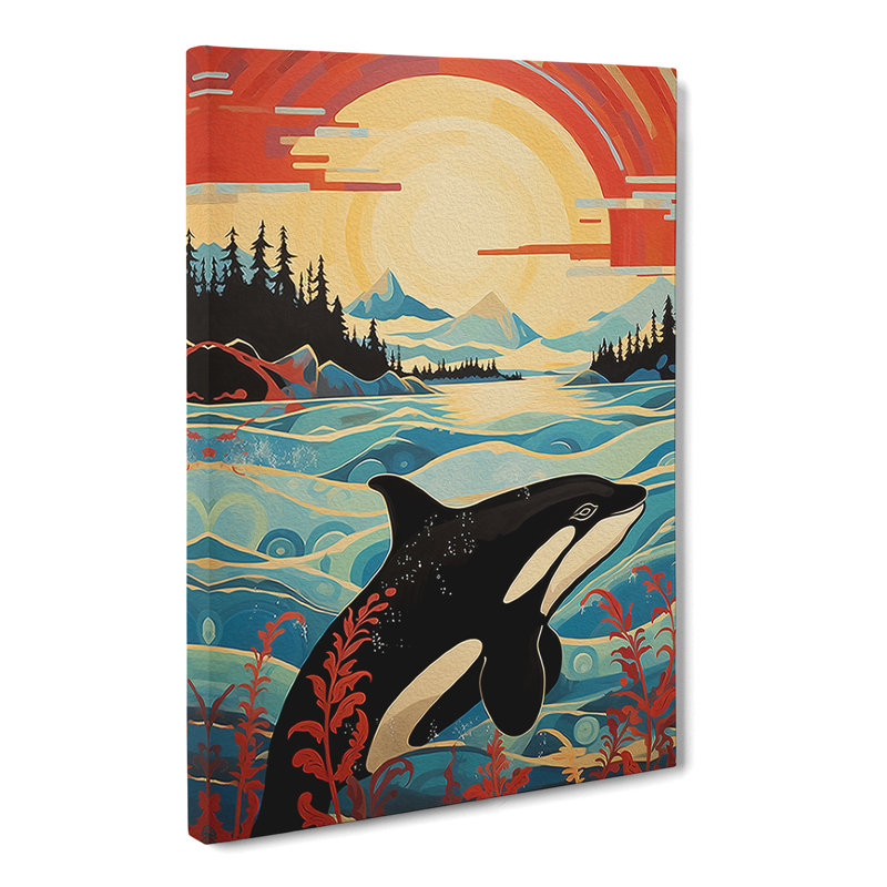 Orca Whale Modern - Wrapped Canvas Print, 76cm H x 50cm W x 3cm D