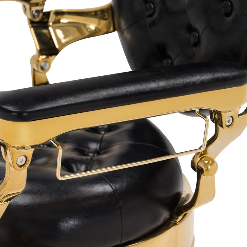 Fauteuil de coiffeur inclinable ergonomique 27 po, Similicuir noir, Doré