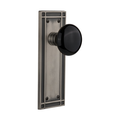Mission Plate with Black Porcelain Door Knob