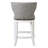 Upholstered Swivel Bar Stool With Back, White With Gray Upholstery