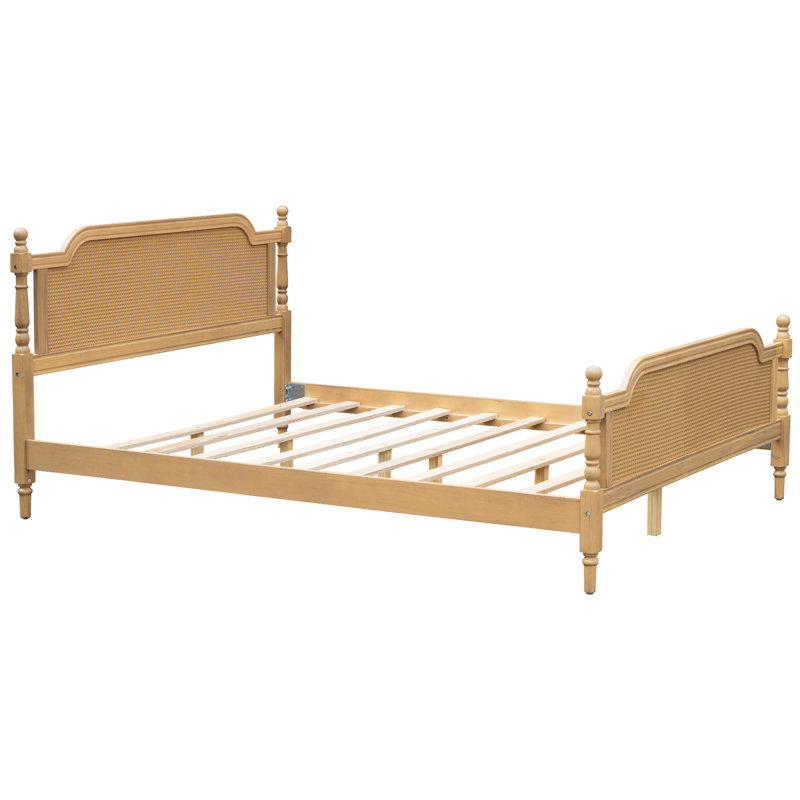 Structure de lit en rotin de style traditionnel, Tanné, Grand lit