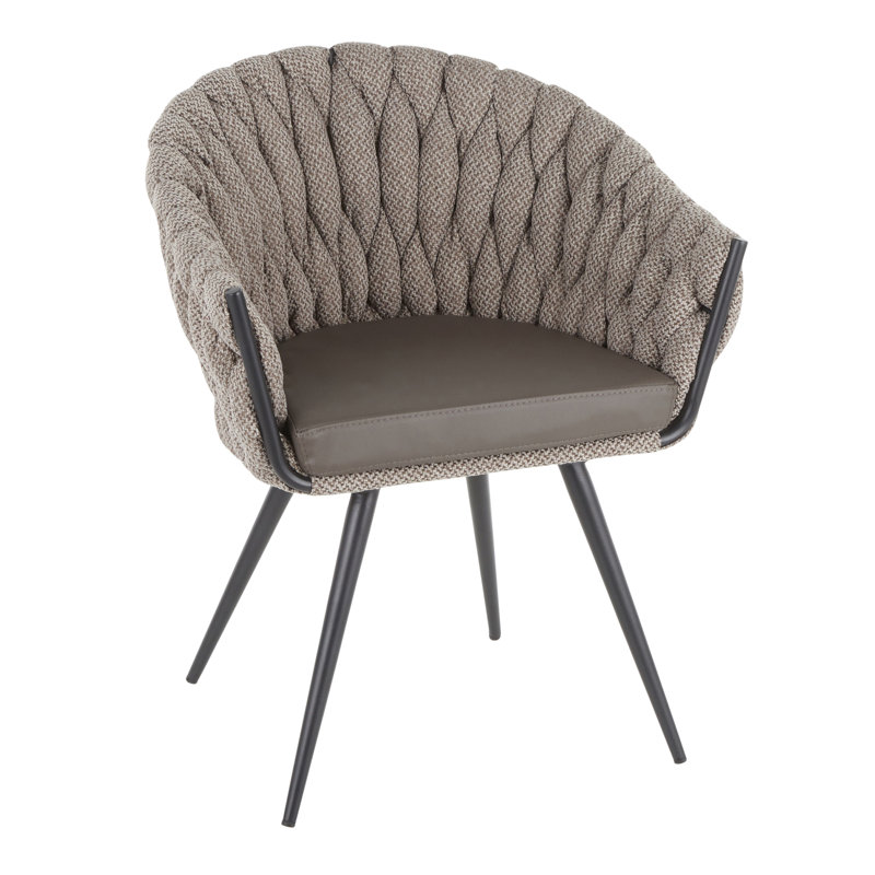 Chaise contemporaine en métal noir avec similicuir gris et tissu gris