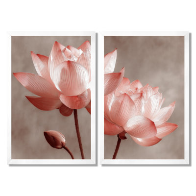 Radiant Lotus Blooms - impressions sur toile de lotus, art mural floral rose 2 pièces