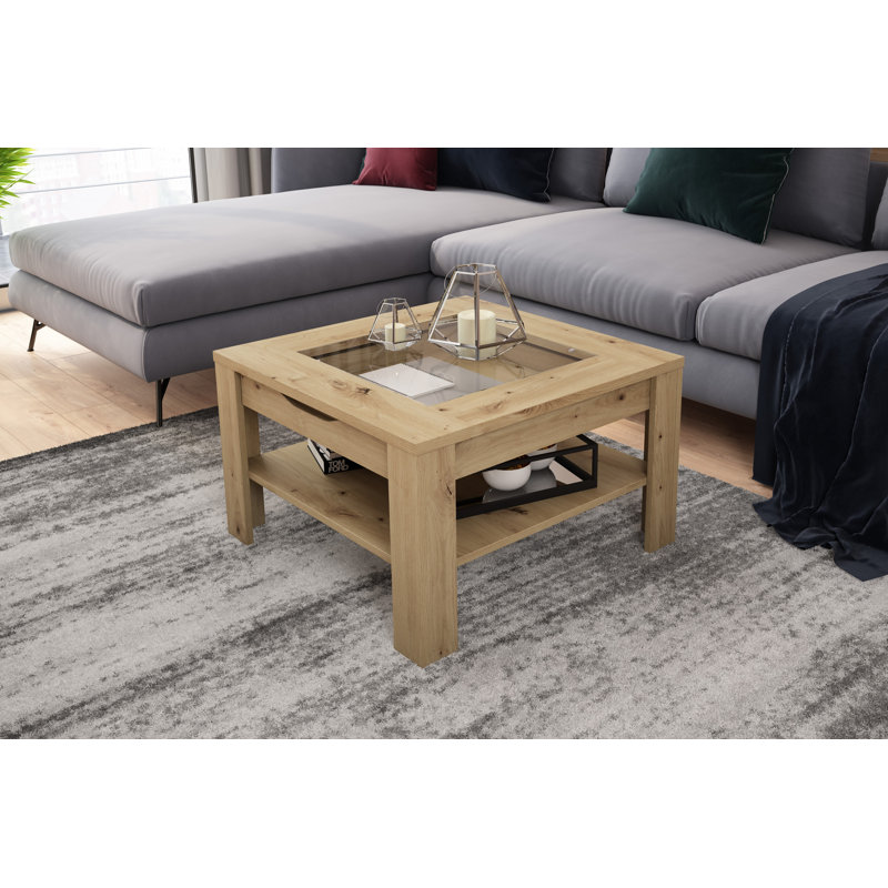 Hadlow Four Leg Coffee Table with Storage, Light Brown