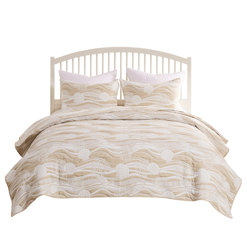 Greenland Home Fashions Marina 3-Piece Queen Size Seafoam Coverlet Set, 90x90 Inch, Marina Seafoam