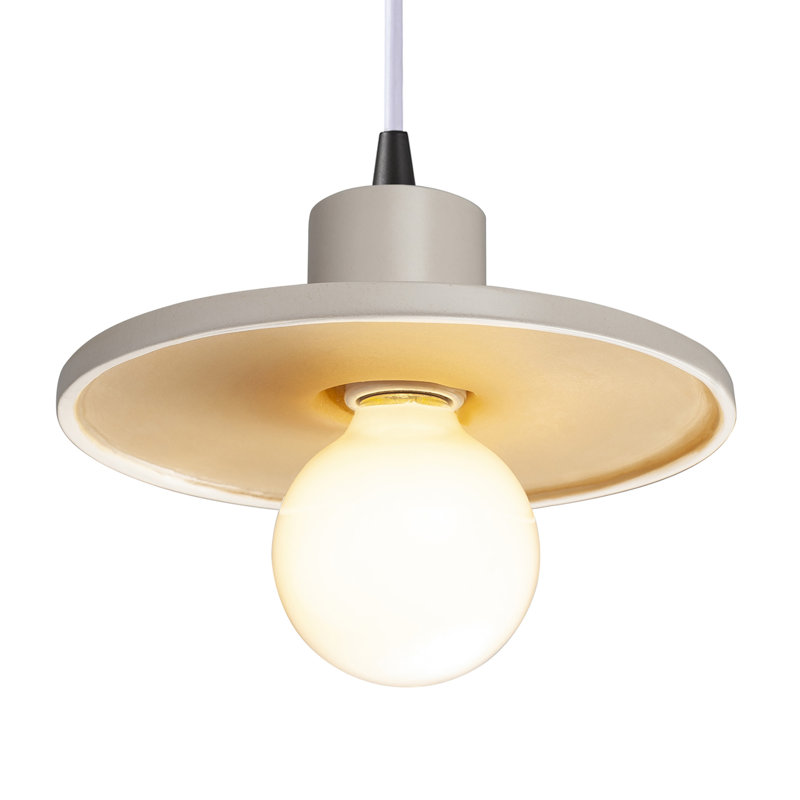 Luminaire suspendu simple Leni, Blanc mat / or champagne, Noir mat