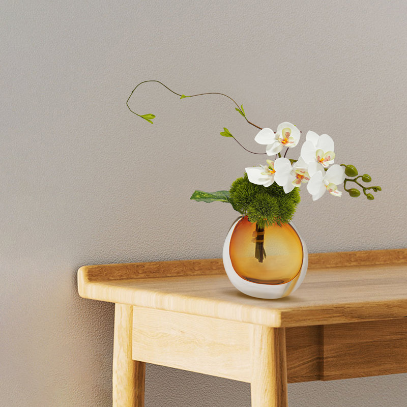 Artificial Flowers Arrangement In Vase, Brown