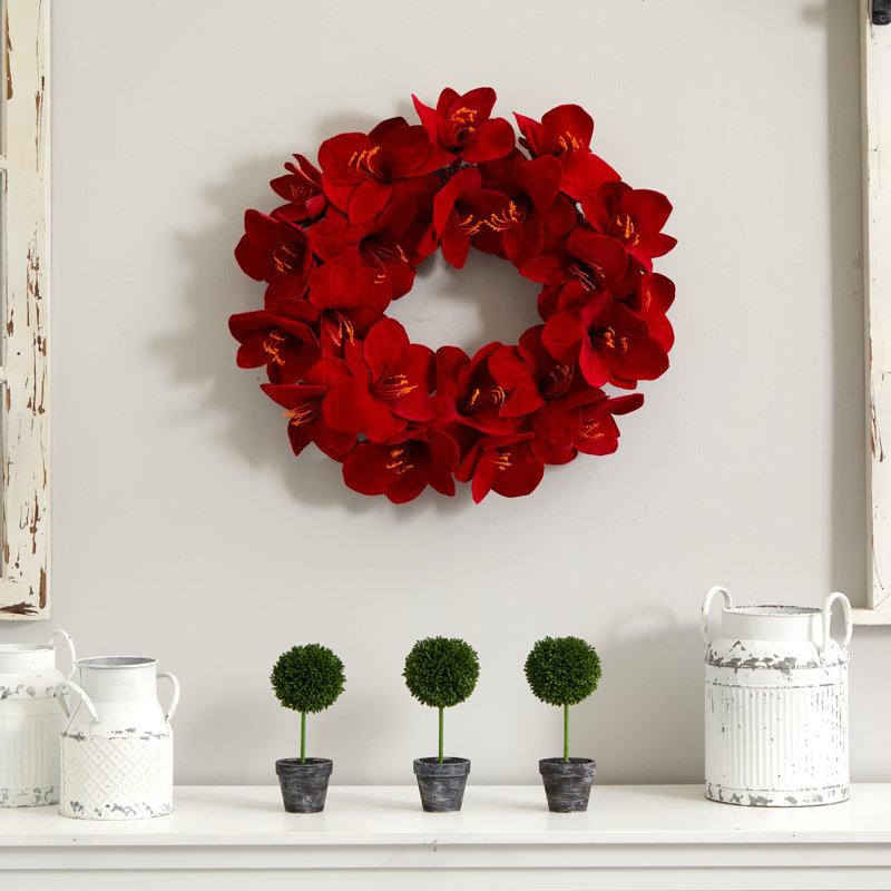 Faux Amaryllis Polyester 22'' Wreath