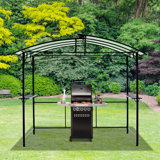Pavillon de jardin barbecue 8X5Ft - structure en acier, plateau en polycarbonate à deux niveaux et tablettes incluses