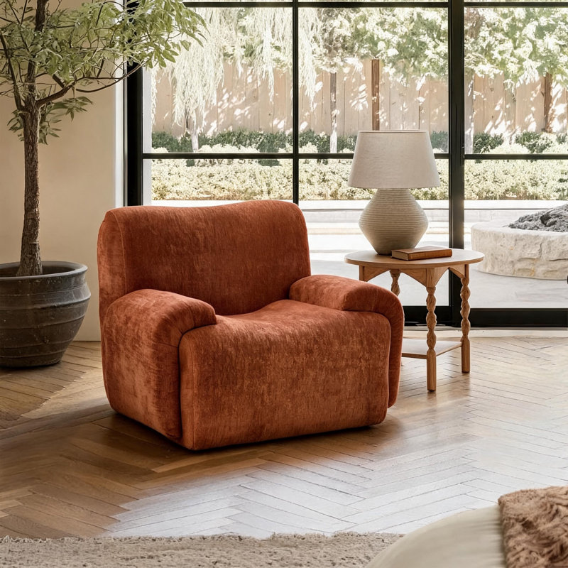 Canapé simple surdimensionné de 43 po de largeur, canapé-lit en osier chenille, sans assemblage requis Canapé à assise profonde pour salon et chambre à coucher