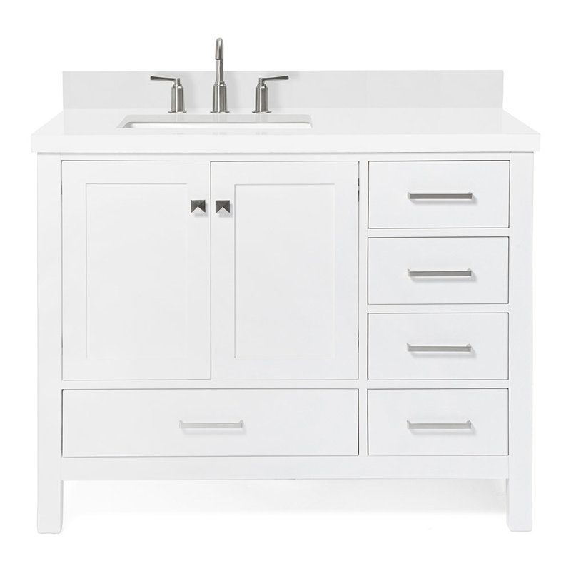 Ensemble de meuble-lavabo simple 43 po Cambridge, Blanc, Forme rectangulaire, Gauche