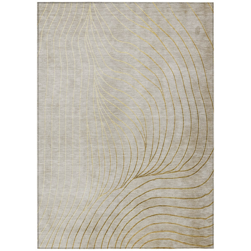 Machine Washable Indoor/Outdoor Xhevrie Beige Rug, Rectangle 9' x 12'