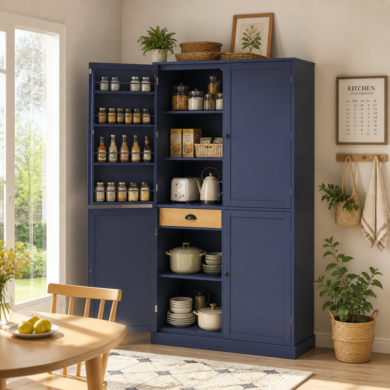 Armoire de cuisine autoportante bleue pâle et luxueuse Light, Marine